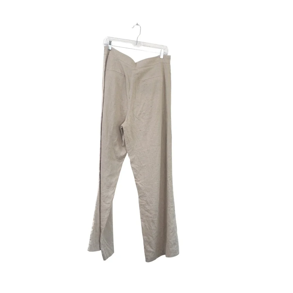 Zara‎ Linen-Blend Wrap Front Wide-Leg Pants – Neutral Beige, Size L